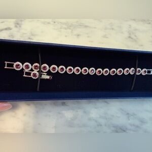 Swarovski Sterling Silver Bracelet with Purple Crystal Accents